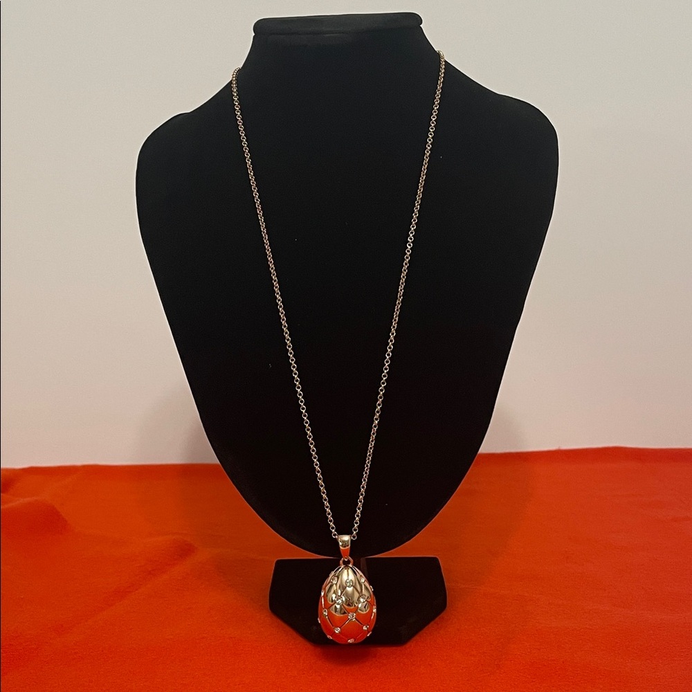 Joan Rivers Rose Gold Tone Necklace with Faberge Inspired Egg Pendant
